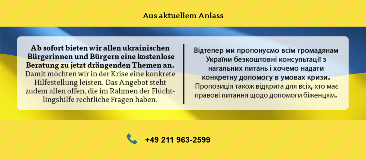 ARAG - Unterstützung für Flüchtlinge Ukraine